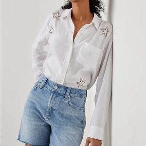 Rails Charli White Eyelet Stars Button Down Top